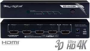 Key Digital/ KD-4X1CSK/4 Inputs to 1 Output HDMI Switcher, Supports Ultra HD/4K/UHD 4:1HDMI 스위쳐,분배기,셀렉터,케이블